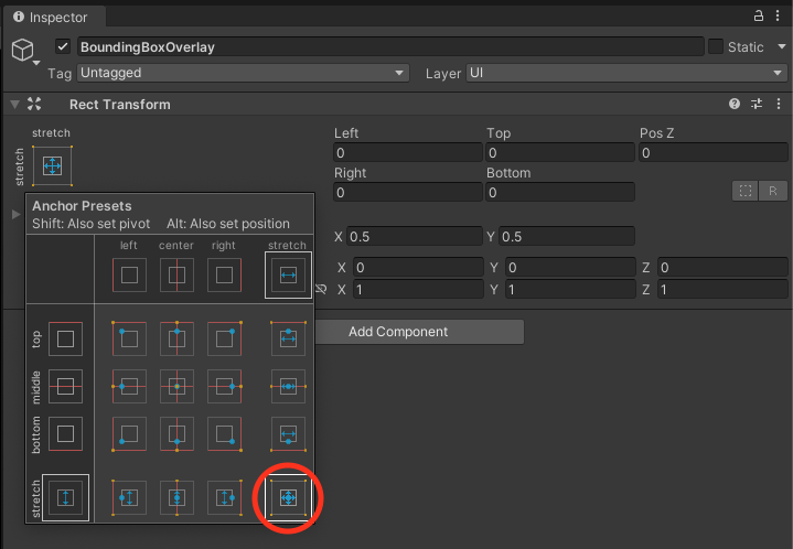 Setting the Anchor Presets of BoundingBoxOverlay to stretch for X and Y