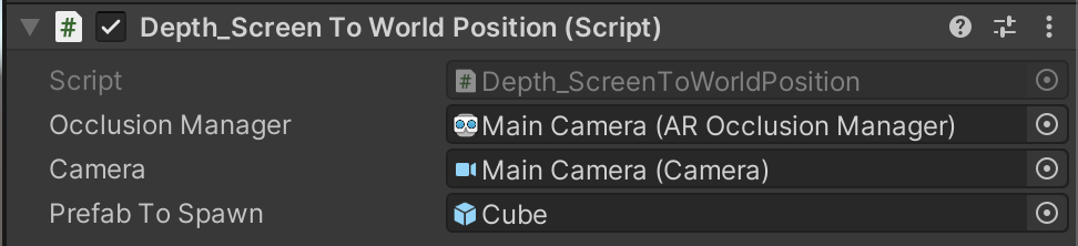 Depth_ScreenToWorldPosition editor properties