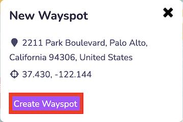 New Wayspot Dialog