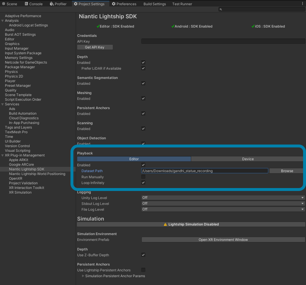 Lightship SDK Settings