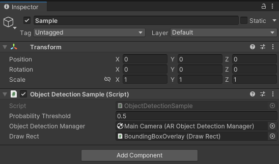 The Sample object with fields configured