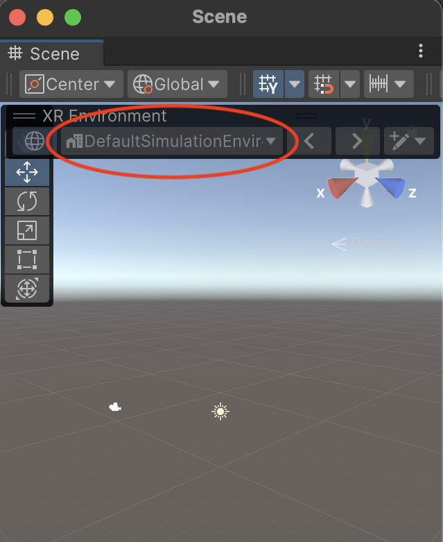 Selecting an environment in Unity