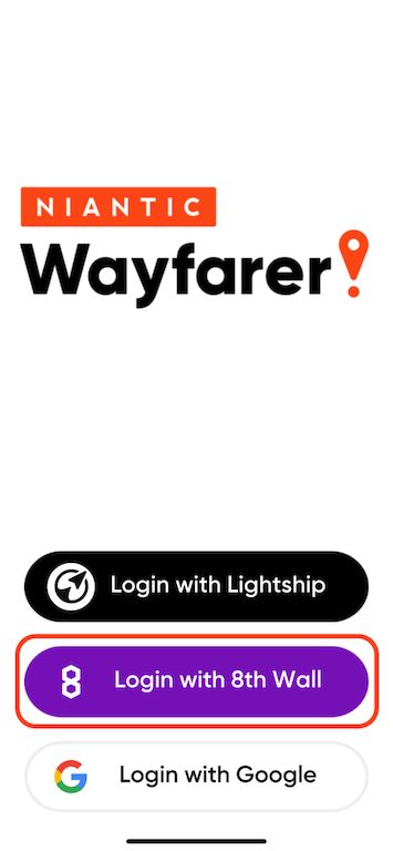 Logging in to the Wayfarer app